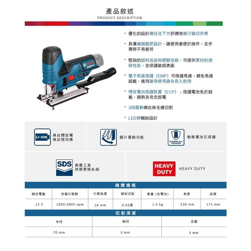 博世 電動工具 GST 12V-LI 線鋸機 贈原廠鋸片3片 GST12V-LI 切割機 木材 附發票全台博世保固維修-細節圖5