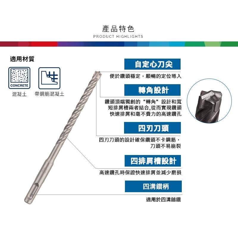 博世電動工具 SDSplus-5X 四溝四刃鎚鑽鑽頭 Ø19~26mm 鋼筋 混凝土 石材鑽孔 附發票全台博世保固維修-細節圖3