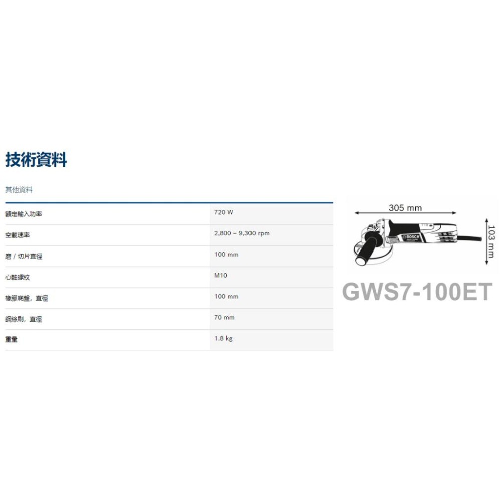 博世 電動工具 GWS 7-100 ET 4＂ 可調速 無調速 4吋 砂輪機 切斷機 鐵工 附發票 全台博世保固維修-細節圖5
