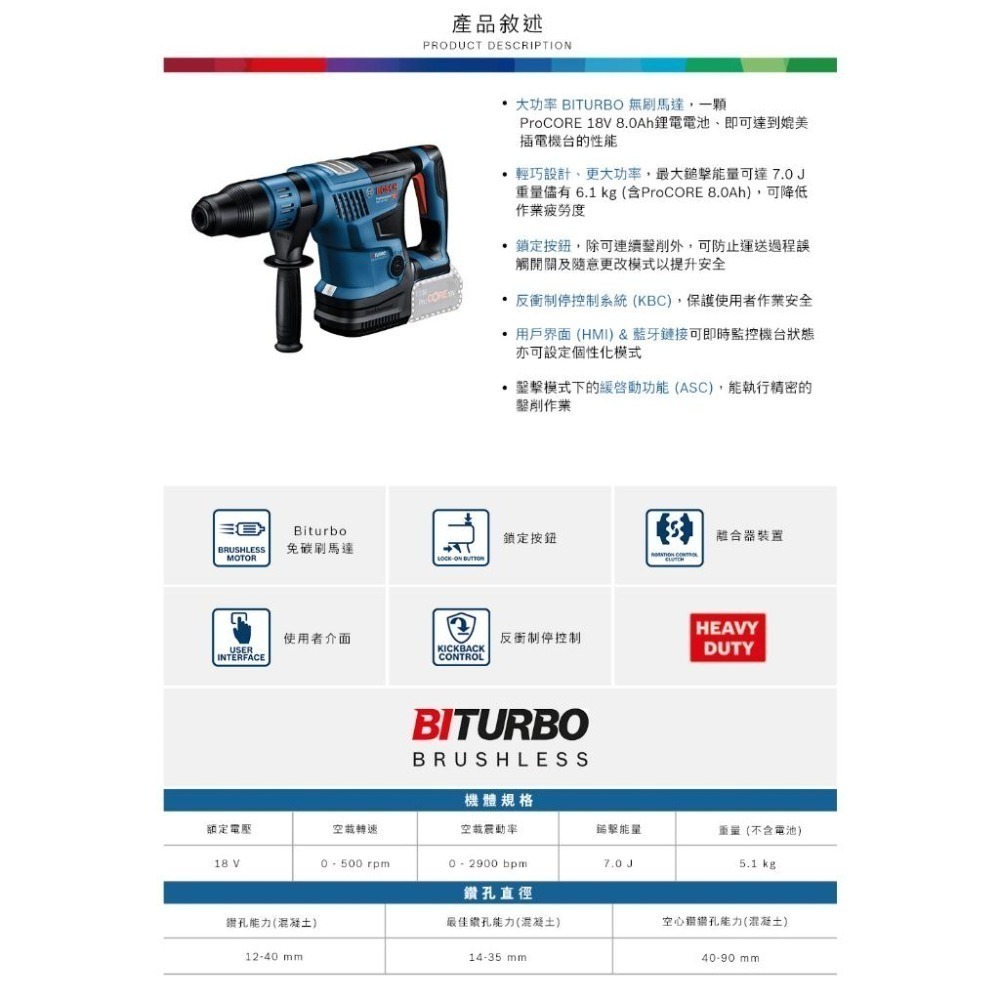 博世 電動工具 GBH 18V-36 C 五溝鎚鑽 GBH18V-36C 鑿擊 鑽孔 附發票 全台博世保固維修-細節圖3