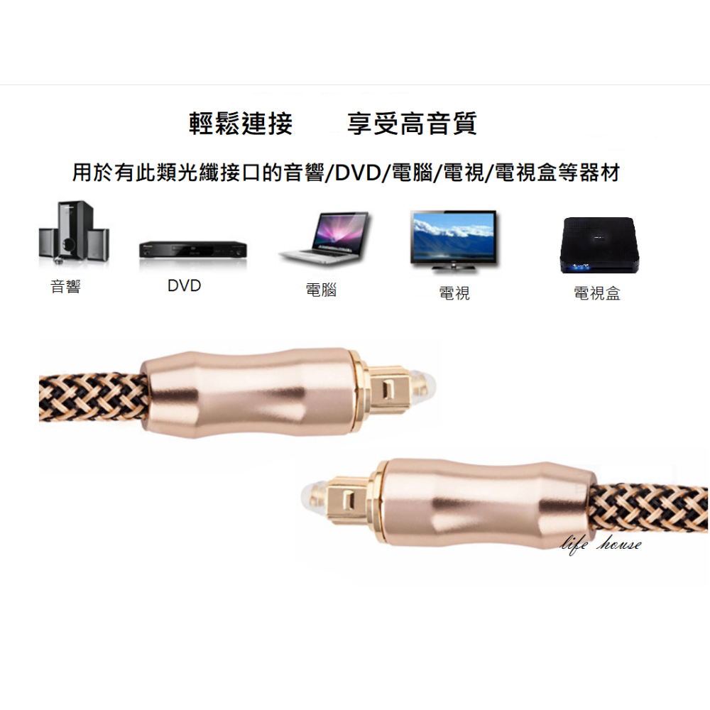 Toslink-S/PDIF 1.5m光纖音源線 數位光纖音源線 鍍金頭 線徑6mm HIFI高音質 方對方 /1條-細節圖3