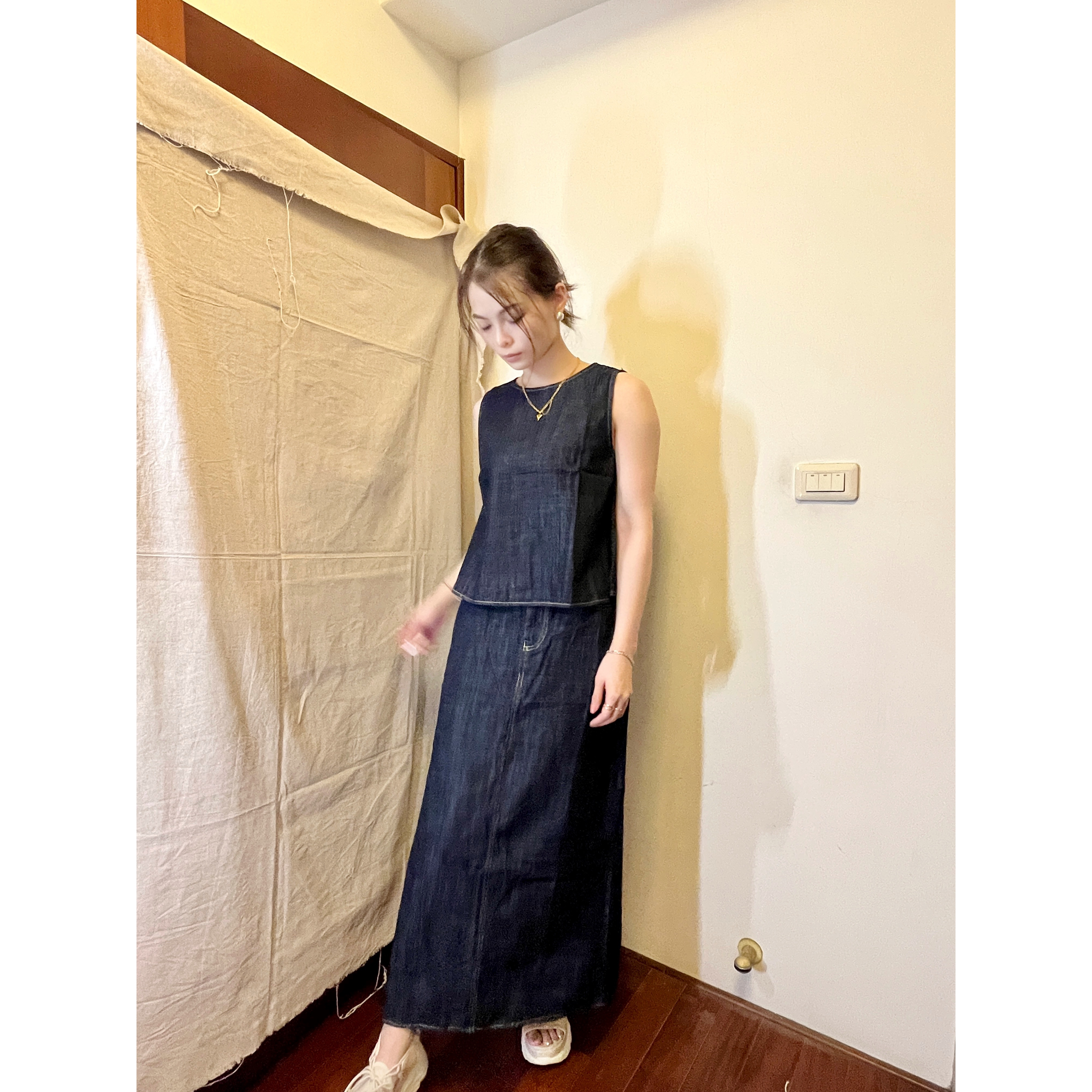 Leila’s selection 韓國製 2way 輕薄牛仔裙套裝-細節圖2