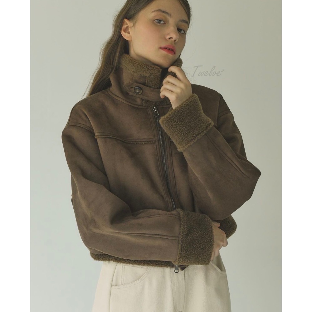 Leila’s selection 現貨 季末出清韓國製🇰🇷短版麂皮抓毛絨外套 夾克-細節圖2