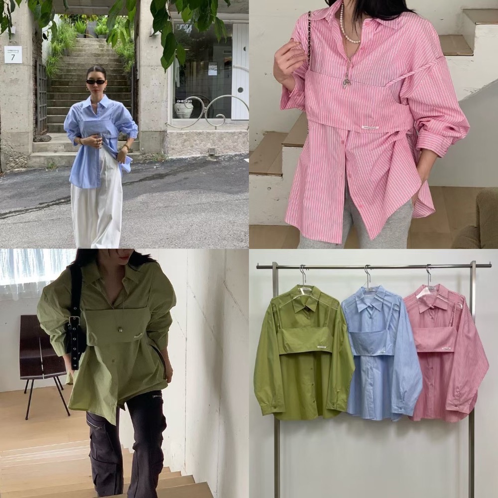 Leila’s selection 韓國代購 韓製 兩件式背心襯衫套裝-細節圖3