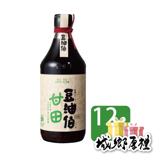 【豆油伯】甘田薄鹽醬油 箱購組(500mlx12瓶)