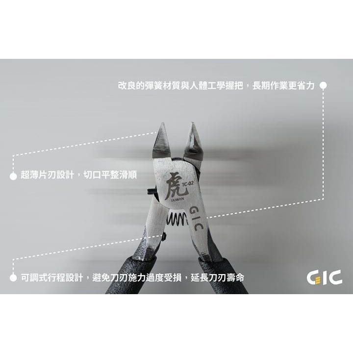 【奇奇模型】GIC 超薄刃斜口鉗 虎爪2.5 模型專用單刃斜口剪TC-02-細節圖3