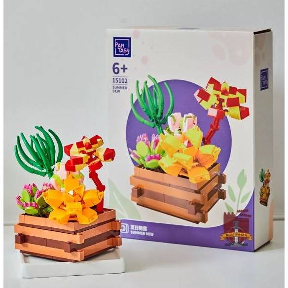 Pantasy 拚奇 多肉花園系列 永生花束 夏日朝露 收藏積木  益智 玩具 15102-細節圖2