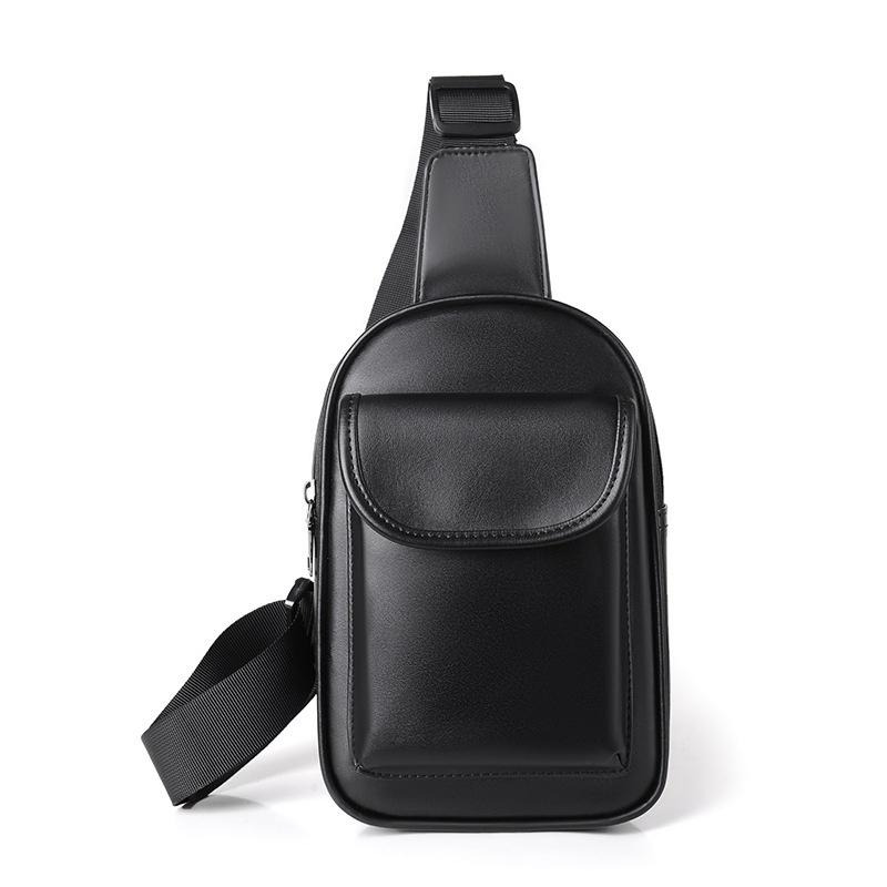 男士新款胸包潮流質感時尚小背包百搭軟皮單肩斜挎包防水-細節圖6