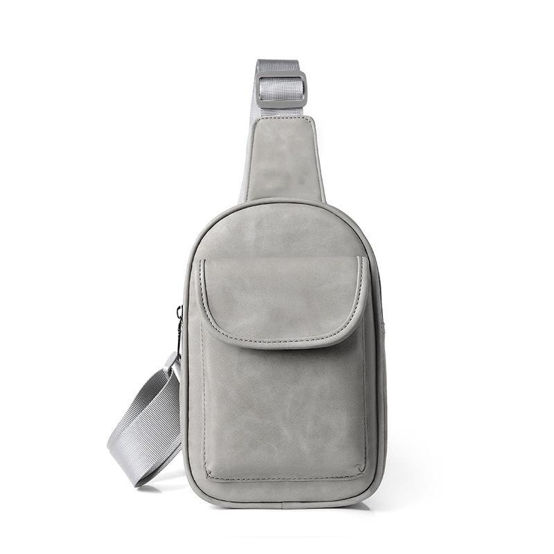 男士新款胸包潮流質感時尚小背包百搭軟皮單肩斜挎包防水-細節圖7