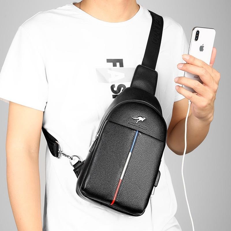 休閑男包單肩斜跨包男士胸包潮流韓版大容量胸前包-細節圖2