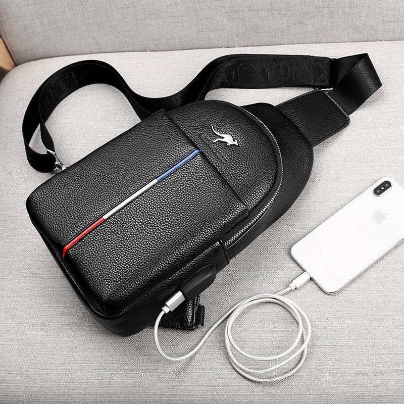 休閑男包單肩斜跨包男士胸包潮流韓版大容量胸前包-細節圖3