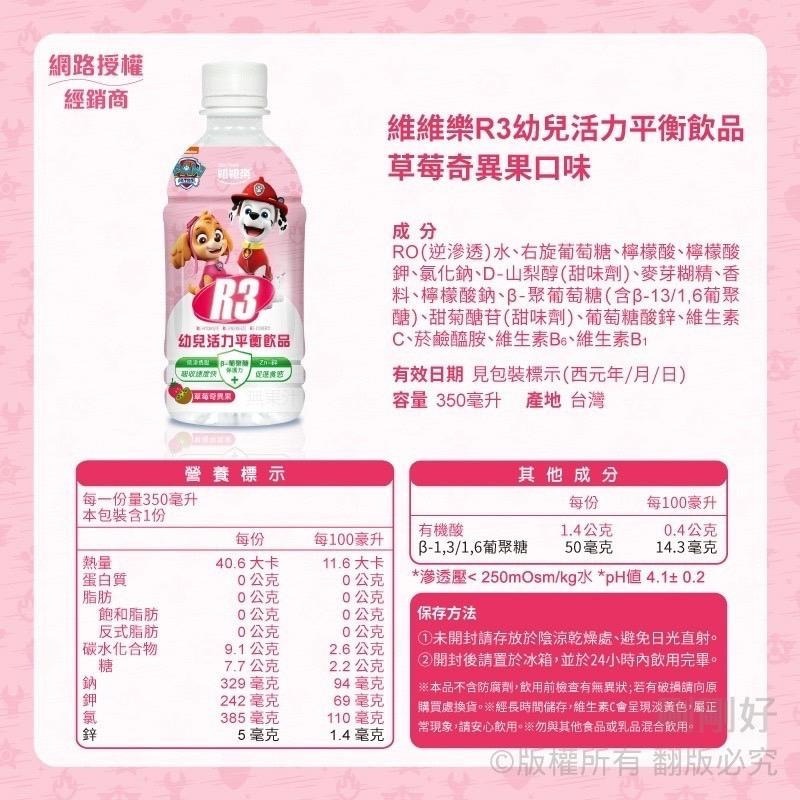 🔥快速出貨🔥維維樂 R3活力平衡飲品/成人電解質水/兒童電解質水/汪汪隊電解質/維維樂 R3活力平衡飲品plus-細節圖6