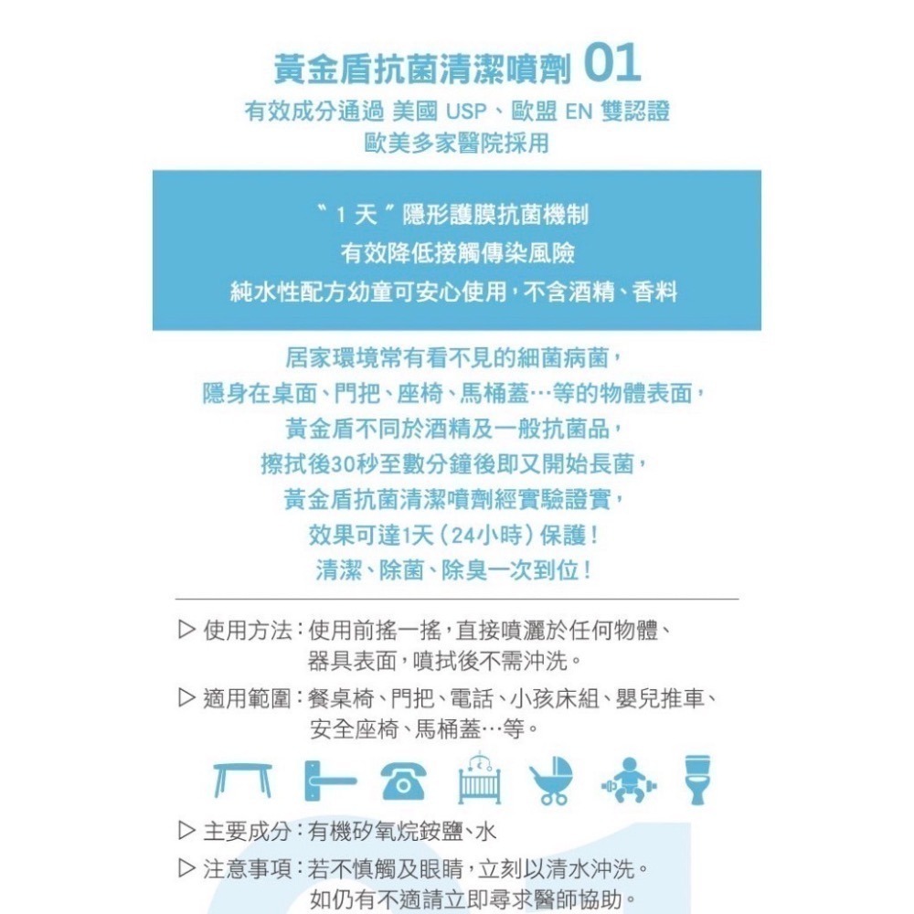 黃金盾 長效抗菌噴霧 泡沫乾洗手 除菸淨味 舒敏噴霧 泡泡洗手液 奶瓶蔬果清潔劑 防蟎洗衣精  洗衣精 地板清潔劑-細節圖3