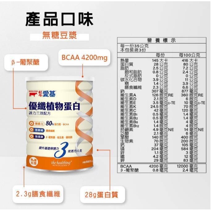 紅牛愛基 高鈣乳清蛋白 優纖植物蛋白護力三效配方 乳清蛋白 植物蛋白-細節圖2