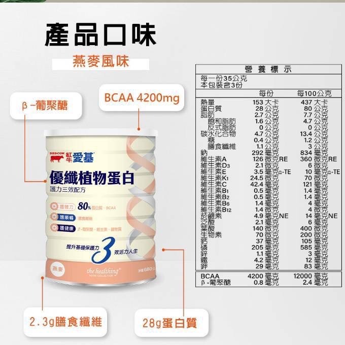 紅牛愛基 高鈣乳清蛋白 優纖植物蛋白護力三效配方 乳清蛋白 植物蛋白-細節圖3