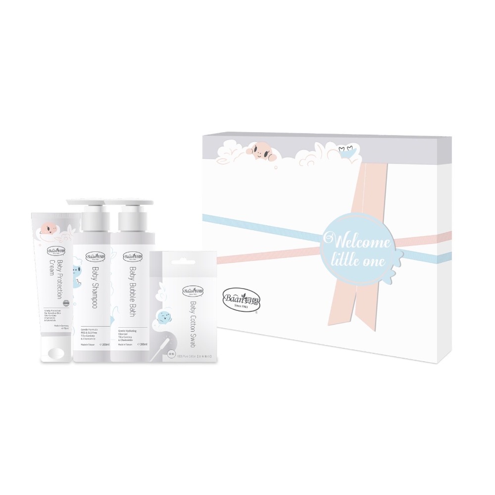 貝恩 嬰兒歡心禮盒四件組 彌月禮盒 嬰兒禮盒 新生兒送禮兒禮盒 洗沐禮盒 全新包裝-規格圖4