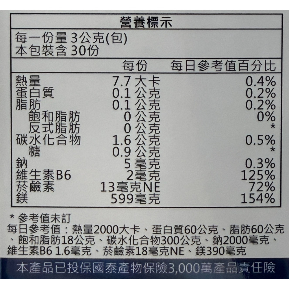 安鎂寧Mg3gx30包/盒 鎂  Y-穀維素 GABA-細節圖2