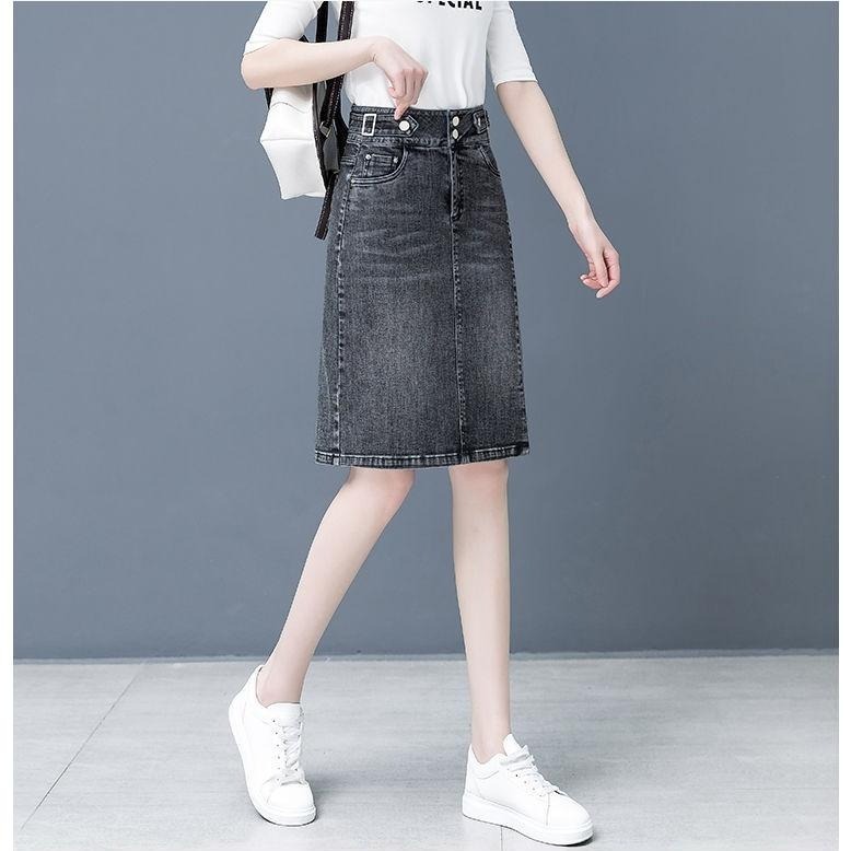 【台灣24H出貨最後1件】牛仔半身裙 春夏秋新款 牛仔裙 膝上窄裙 高腰顯瘦 開叉設計 A字裙 包臀 一步裙 休閒-細節圖6