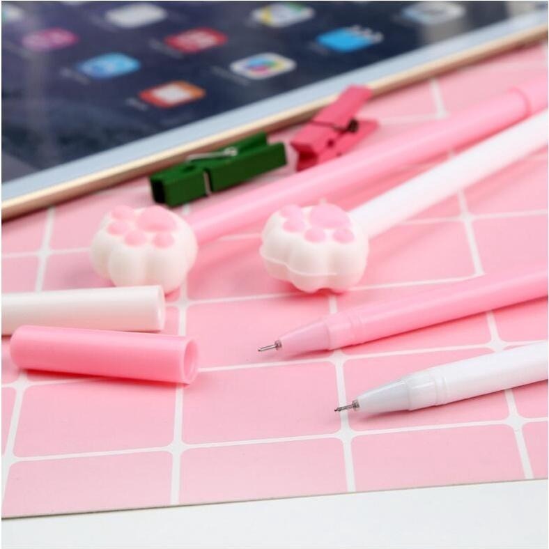 【台灣24H出貨】卡哇伊貓爪筆 可愛貓掌筆 立體矽膠貓爪頭 中性筆 創意貓爪筆 夢幻粉色 熊掌筆 可愛熊爪筆 矽膠熊掌頭-細節圖3