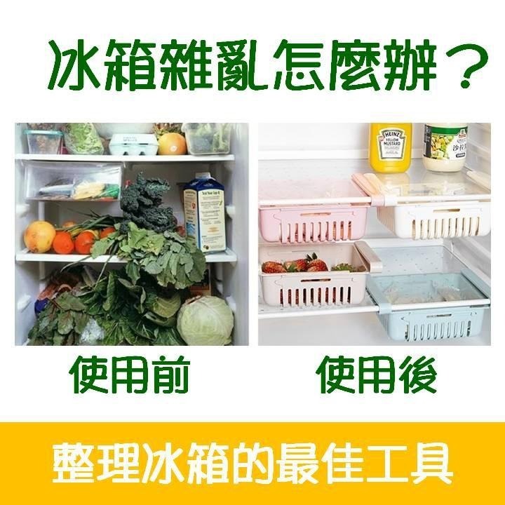 【台灣24H出貨】抽屜式冰箱伸縮收納盒 冰箱置物盒 食物收納架 創意冰箱分類收納盒 冰箱食物盒 冰箱抽屜 廚房瀝水籃-細節圖2