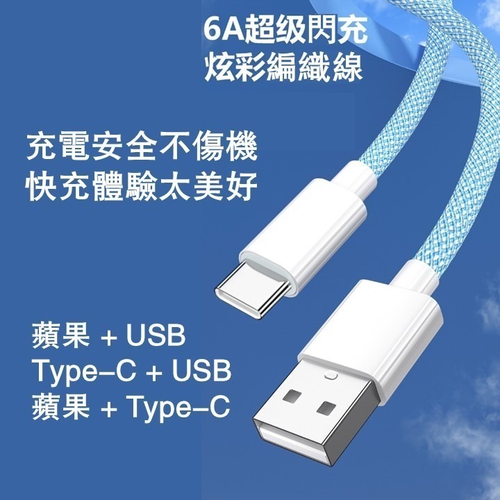 【台灣24H出貨100W】PD快充數據線 Type-C 蘋果ios 6A閃電快充線 1米1.5米充電線 編織傳輸線 pd-細節圖2