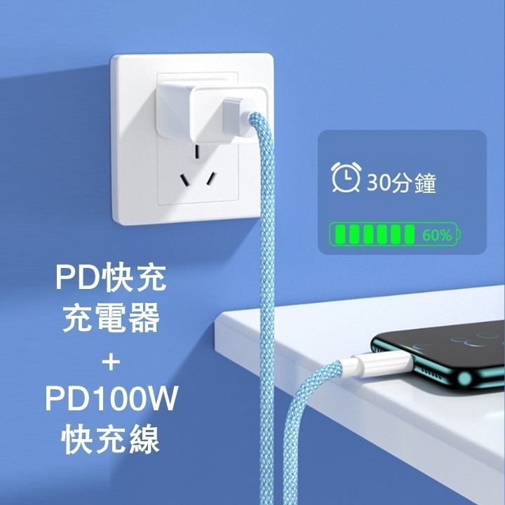 【台灣24H出貨100W】PD快充數據線 Type-C 蘋果ios 6A閃電快充線 1米1.5米充電線 編織傳輸線 pd-細節圖6