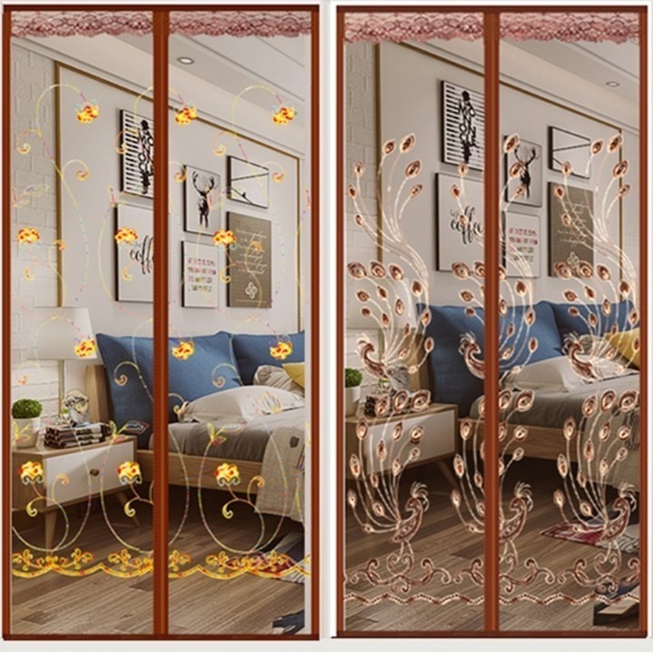 【台北24H出貨古典刺繡】防蚊磁性門帘 加密紗窗門簾 磁性軟紗門 磁性軟門帘 夏季防蠅蟲 客廳臥室廚房陽台必備 隔離蚊蟲-細節圖2