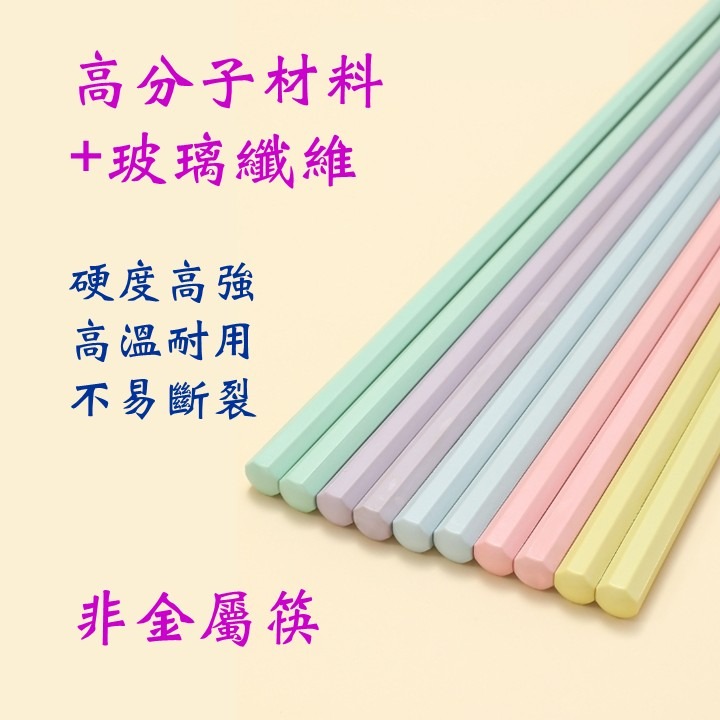 【台北24H出貨5色】馬卡龍粉彩八角合金筷 高分子材料 玻璃纖維 食品級 抗菌不易發霉 耐高溫硬度高 手感舒適 非金屬筷-細節圖3