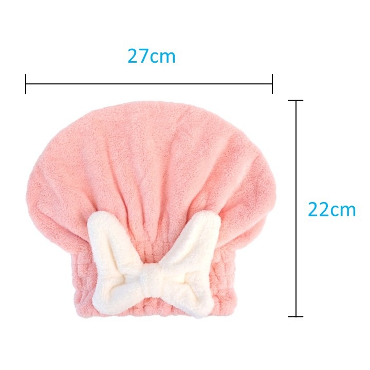 【台北24H出貨2色】蝴蝶結乾髮帽 加厚 彈力鬆緊帽 可愛公主浴帽 毛巾材質 吸水力強 透氣速乾 乾頭髮包頭髮 柔軟舒適-細節圖8