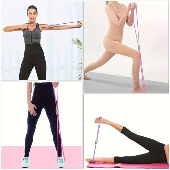 【台北24H出貨泡棉3色】瑜珈8字拉力帶 彈力帶 拉背繩 阻力帶 八字繩 瑜珈帶 拉力器拉力繩 開肩美背高彈力 開背神器-細節圖7