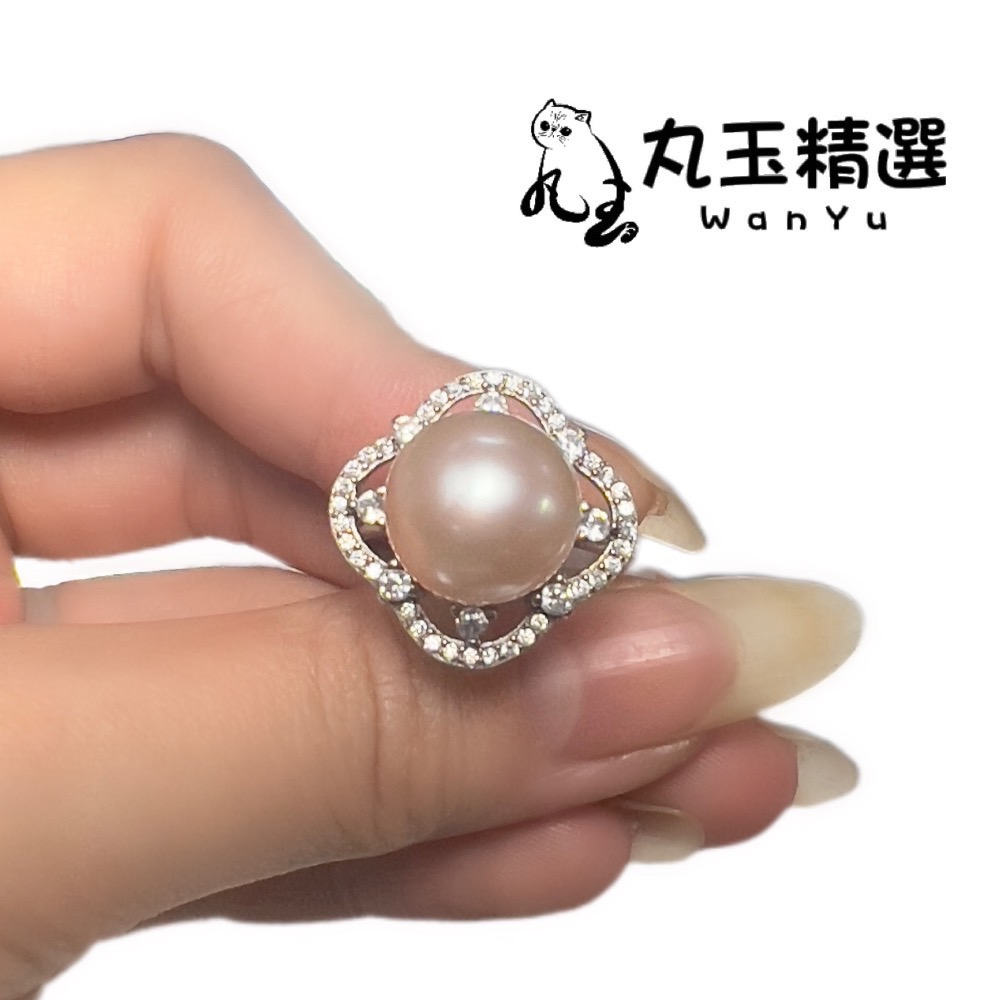 【丸玉精選 WanYu】超美!! 店長特選款 天然珍珠戒指 925銀 完美 正圓 可調式戒圍-細節圖2