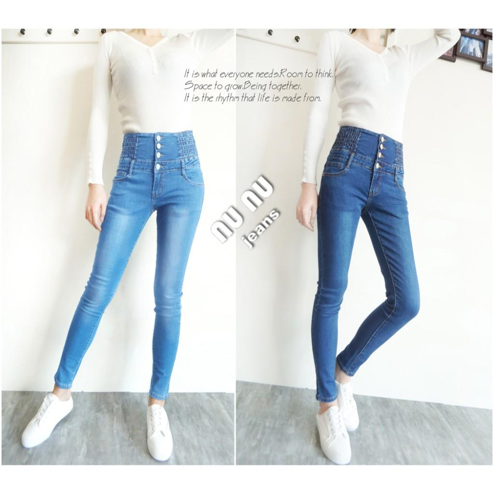 包色款🎉 -5KG超激瘦/高腰彈力/完美顯瘦版型 側鬆緊/排釦/牛仔褲/收腹褲/牛仔長褲/5KG長褲NN.047-282-細節圖4