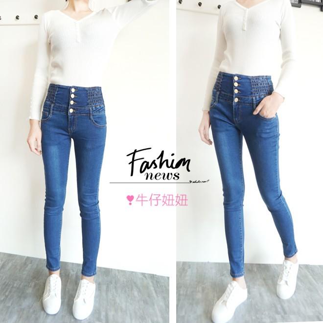 包色款🎉 -5KG超激瘦/高腰彈力/完美顯瘦版型 側鬆緊/排釦/牛仔褲/收腹褲/牛仔長褲/5KG長褲NN.047-282-細節圖7