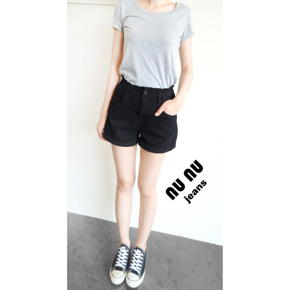 花苞鬆緊鈕釦褲頭 全件超彈 時尚休閒短褲 捲邊反摺 前後口袋NN.131.863-細節圖5