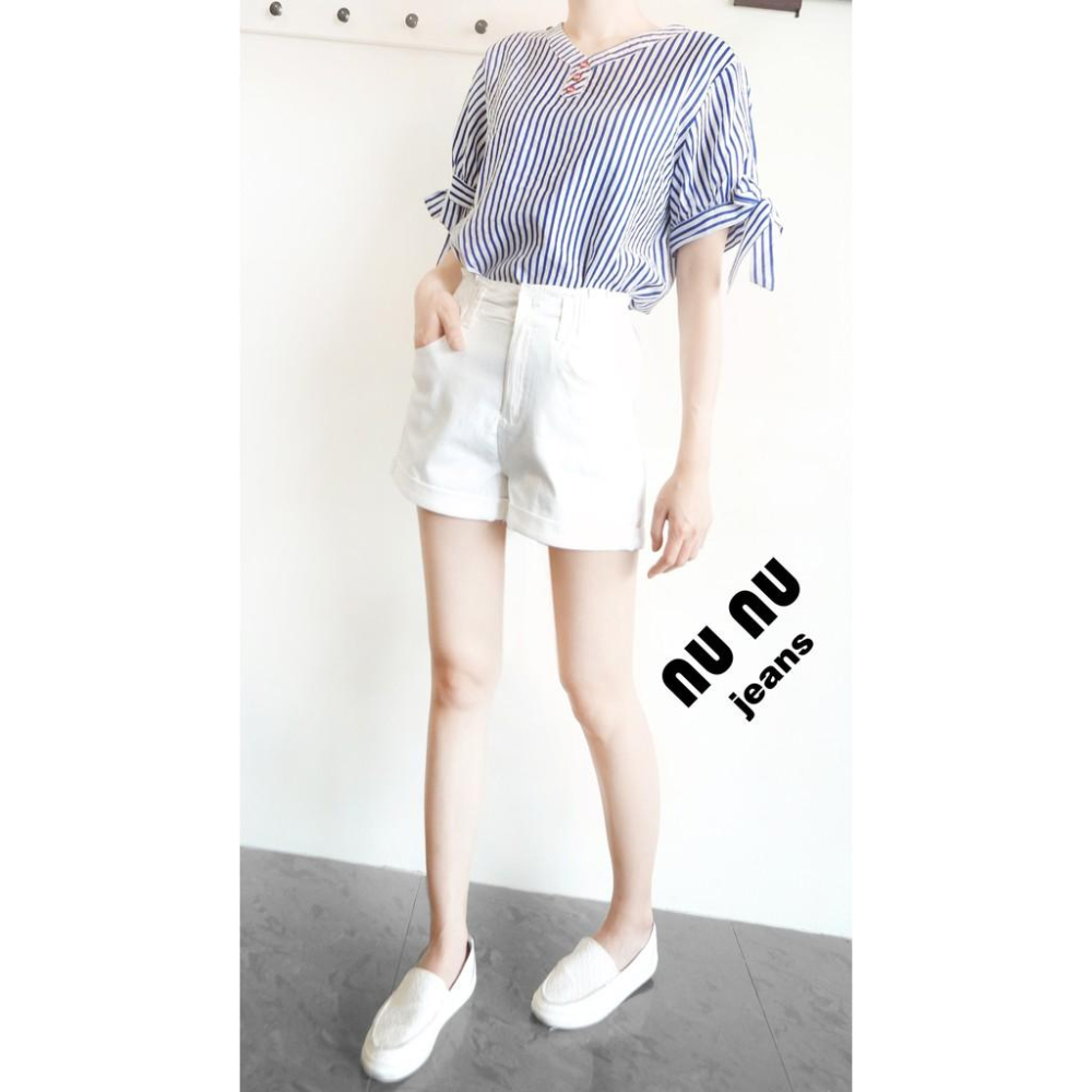 花苞鬆緊鈕釦褲頭 全件超彈 時尚休閒短褲 捲邊反摺 前後口袋NN.131.863-細節圖6