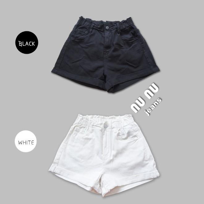 花苞鬆緊鈕釦褲頭 全件超彈 時尚休閒短褲 捲邊反摺 前後口袋NN.131.863-細節圖8