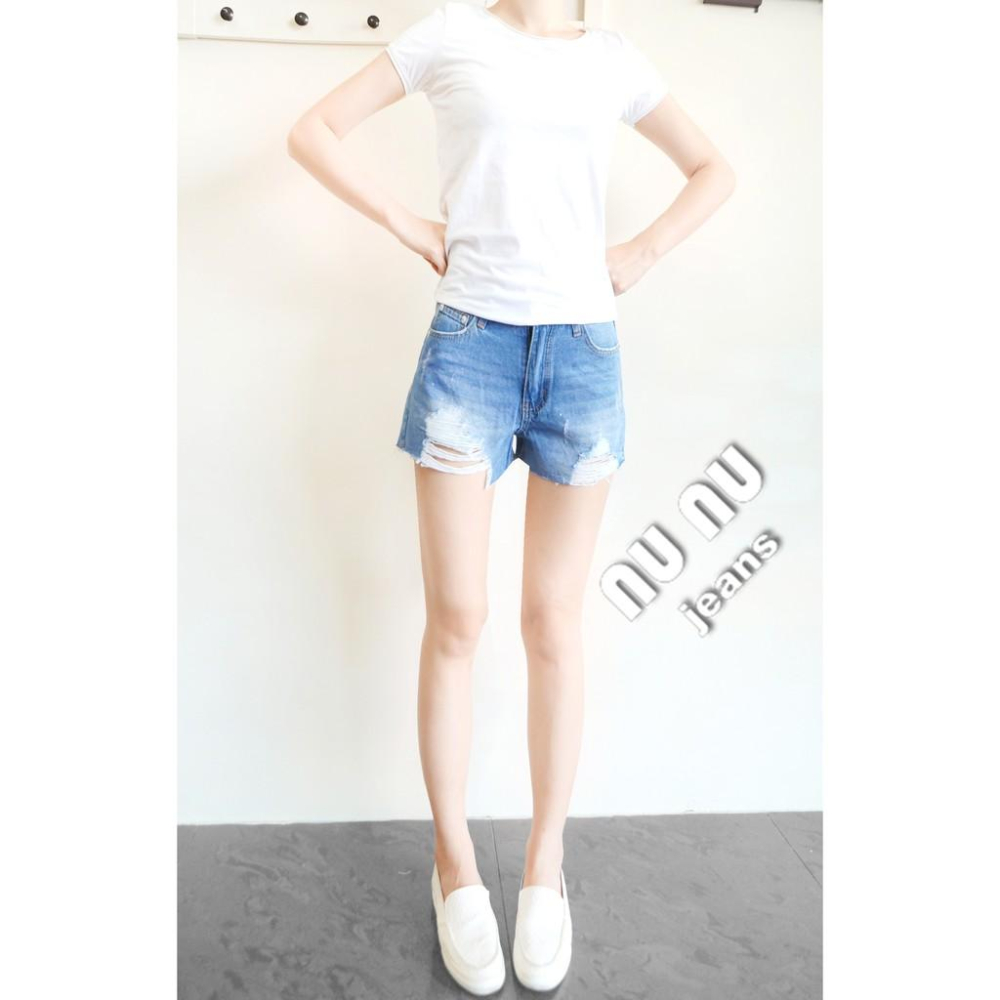 中腰挺版刷白刷破牛仔短褲 顯瘦 夏天必備不厚重丹寧布NN.791-096-細節圖2