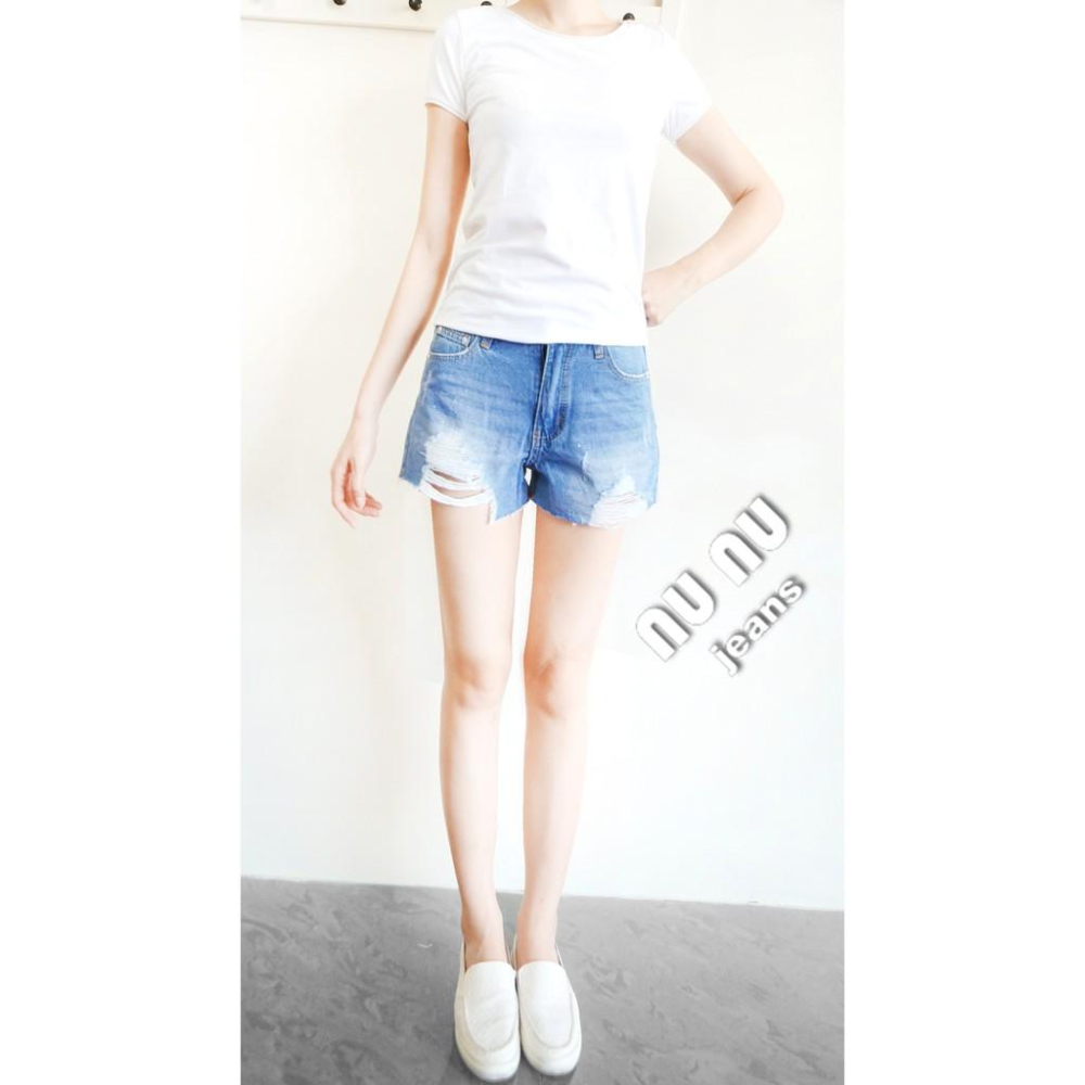 中腰挺版刷白刷破牛仔短褲 顯瘦 夏天必備不厚重丹寧布NN.791-096-細節圖3