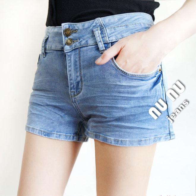 辣妹甜心夏日必備/收腹雙釦/牛仔短褲/熱褲/超彈挺版/丹寧短褲/休閒短褲/提臀顯瘦/復古淺色短褲NN.576.061-細節圖5