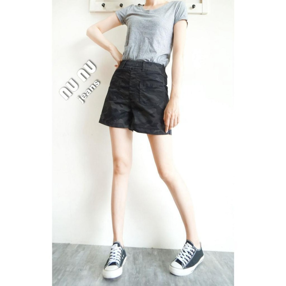 高腰A字休閒短褲/迷彩褲/迷彩短褲/高腰短褲/休閒褲/口袋休閒褲/寬鬆短褲/女生短褲.NN.366.578-細節圖3