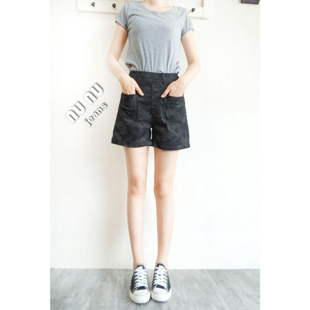 高腰A字休閒短褲/迷彩褲/迷彩短褲/高腰短褲/休閒褲/口袋休閒褲/寬鬆短褲/女生短褲.NN.366.578-細節圖4