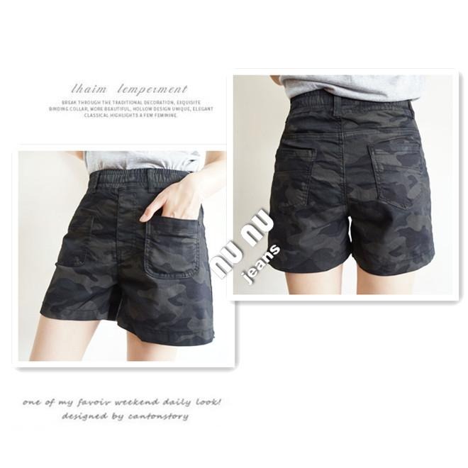 高腰A字休閒短褲/迷彩褲/迷彩短褲/高腰短褲/休閒褲/口袋休閒褲/寬鬆短褲/女生短褲.NN.366.578-細節圖7