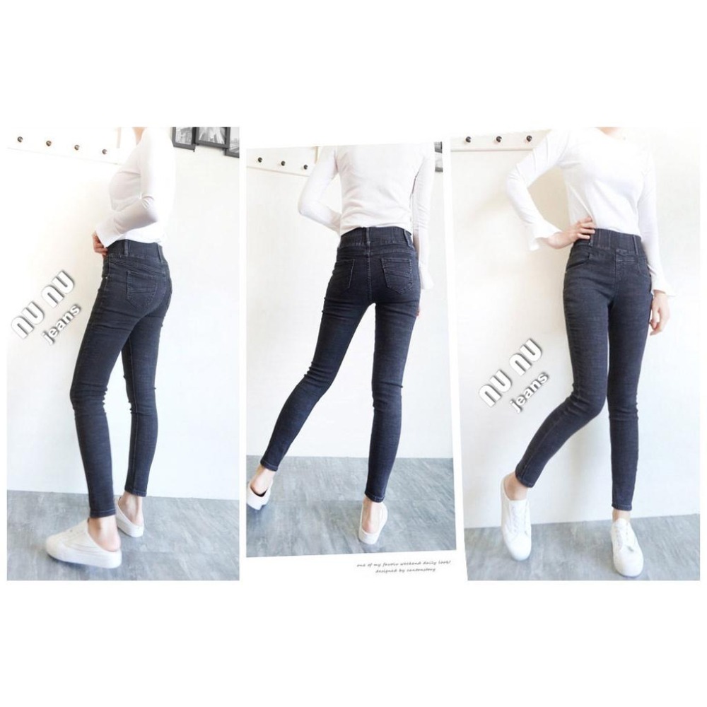 韓 收腹褲🌟超顯瘦 高腰 收腹褲 鬆緊水洗ˇ丹寧 牛仔褲 牛仔長褲 -5KG牛仔褲 顯瘦長褲-細節圖5
