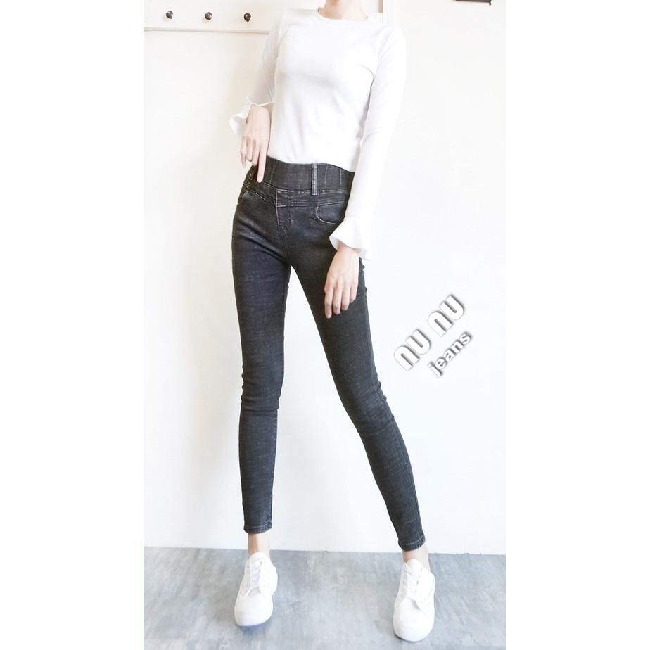 韓 收腹褲🌟超顯瘦 高腰 收腹褲 鬆緊水洗ˇ丹寧 牛仔褲 牛仔長褲 -5KG牛仔褲 顯瘦長褲-細節圖6