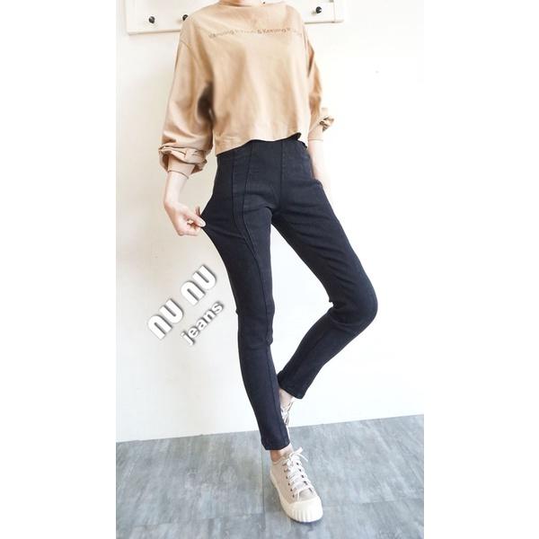 M~2L立體顯瘦剪裁/高腰口袋/鬆緊長褲/舊洗仿牛仔長褲/女生褲子/長褲/內搭褲/休閒長褲/百搭NN.363.137-細節圖6