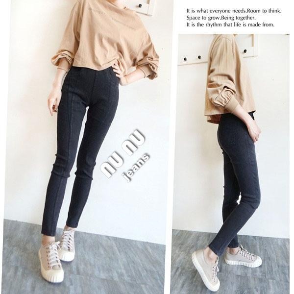 M~2L立體顯瘦剪裁/高腰口袋/鬆緊長褲/舊洗仿牛仔長褲/女生褲子/長褲/內搭褲/休閒長褲/百搭NN.363.137-細節圖12