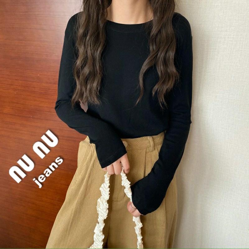 5色/韓妞必備/簡約/素色/微磨毛 /百搭/長袖 t恤/女長袖素t/秋冬/女生上衣/ 圓領t恤/大學t/素t/棉T-細節圖6