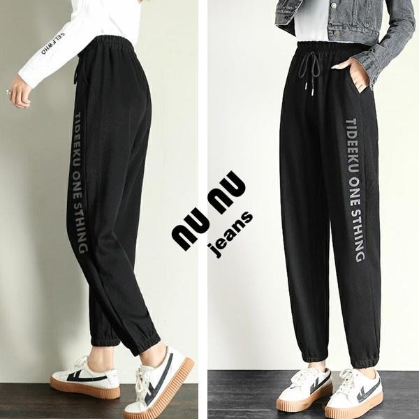 潮流時尚/漸變英字/高腰顯瘦/鬆緊拉繩/縮口褲/束口褲/休閒褲/休閒長褲/工作褲/運動褲/工裝褲NN.973.809-細節圖2