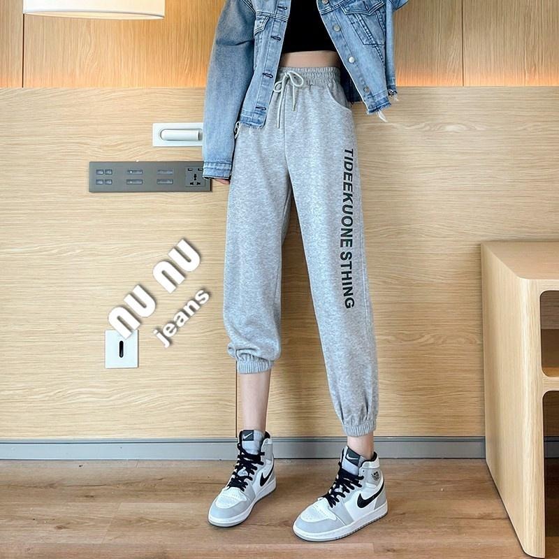 潮流時尚/漸變英字/高腰顯瘦/鬆緊拉繩/縮口褲/束口褲/休閒褲/休閒長褲/工作褲/運動褲/工裝褲NN.973.809-細節圖4