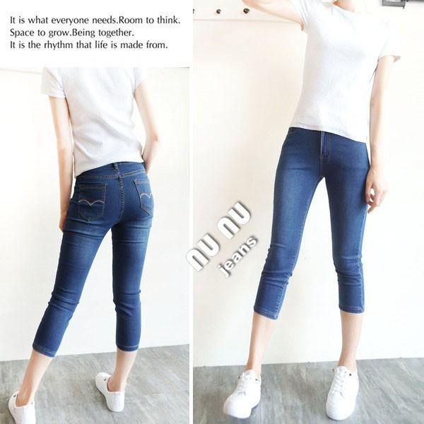 M~3L中腰素面/顯瘦彈力/七分褲/七分牛仔褲/大尺碼/褲子/牛仔長褲/休閒褲/休閒長褲NN.573.789-細節圖6